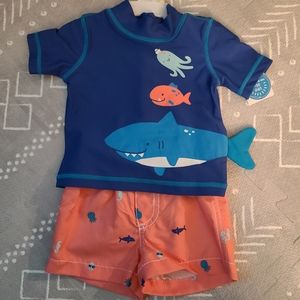 NWT Carter's baby boy swim shorts and shirt UPF 50 size 3 months